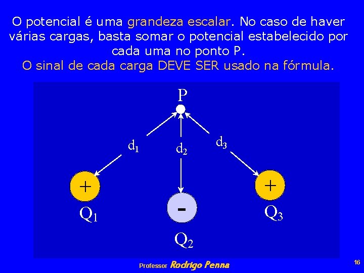 O potencial é uma grandeza escalar. No caso de haver várias cargas, basta somar