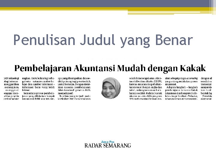 Penulisan Judul yang Benar 