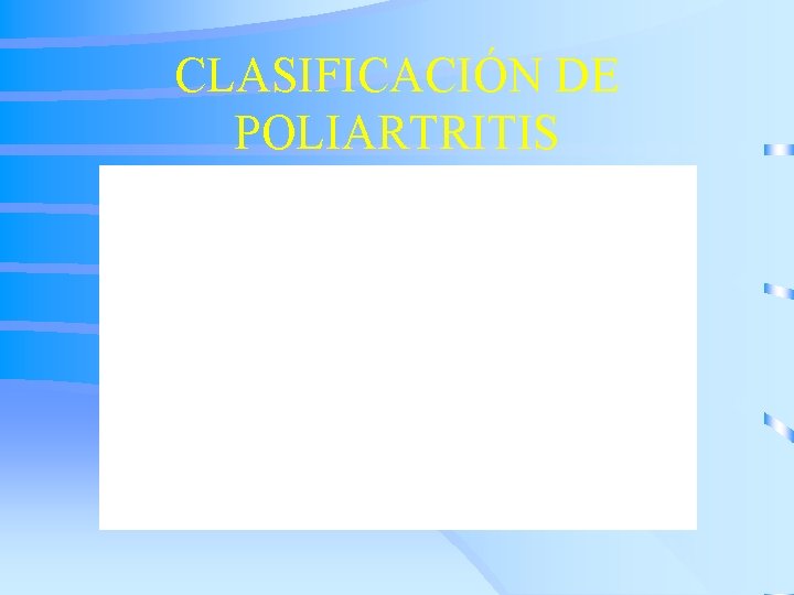 CLASIFICACIÓN DE POLIARTRITIS 