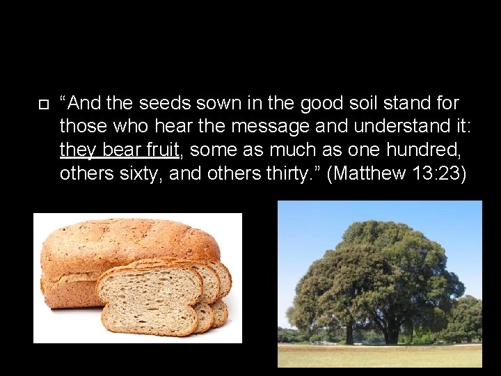  “And the seeds sown in the good soil stand for those who hear