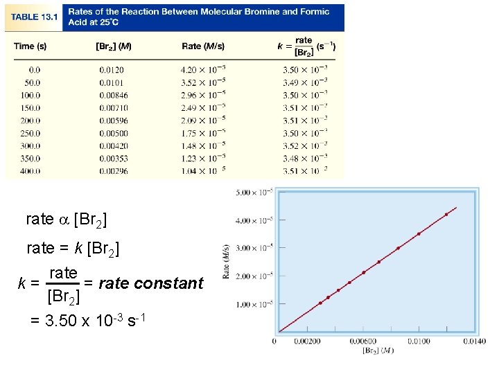 rate a [Br 2] rate = k [Br 2] rate = rate constant k=