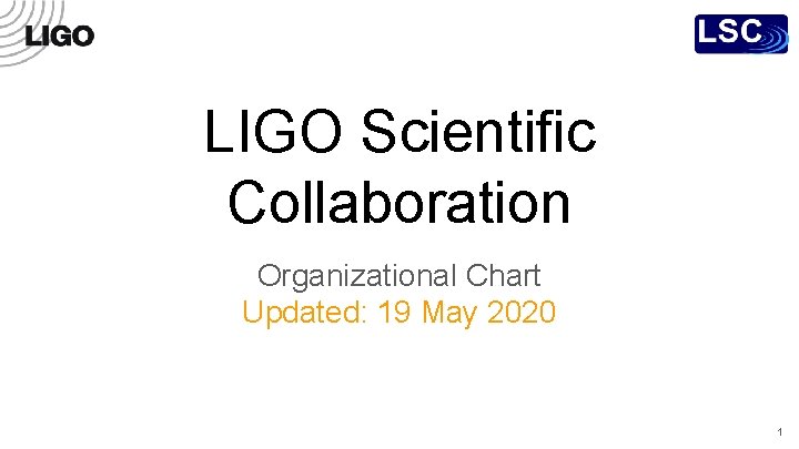 LIGO Scientific Collaboration Organizational Chart Updated: 19 May 2020 1 