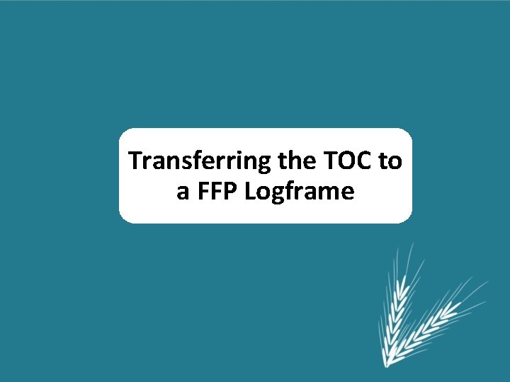 Transferring the TOC to a FFP Logframe 