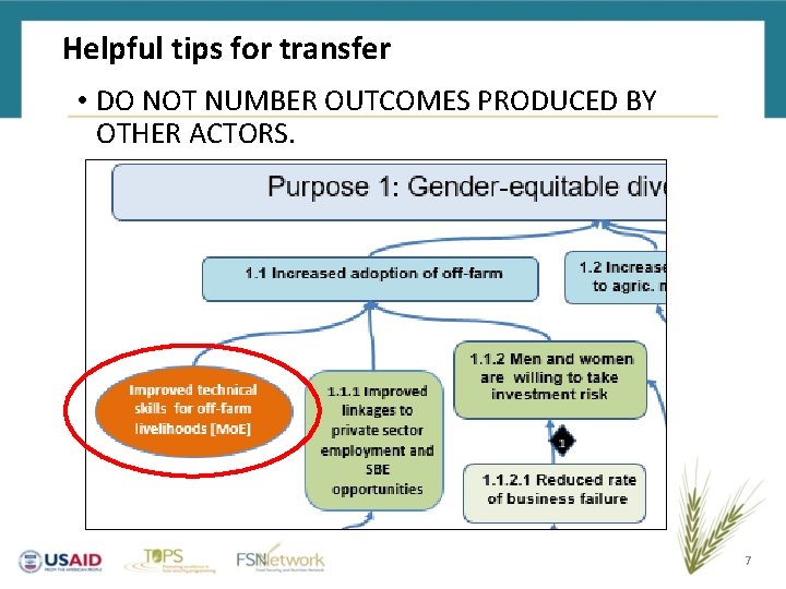 Helpful tips for transfer • DO NOT NUMBER OUTCOMES PRODUCED BY OTHER ACTORS. 7