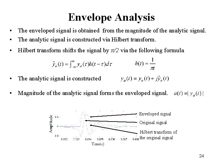 Envelope Analysis • The enveloped signal is obtained from the magnitude of the analytic