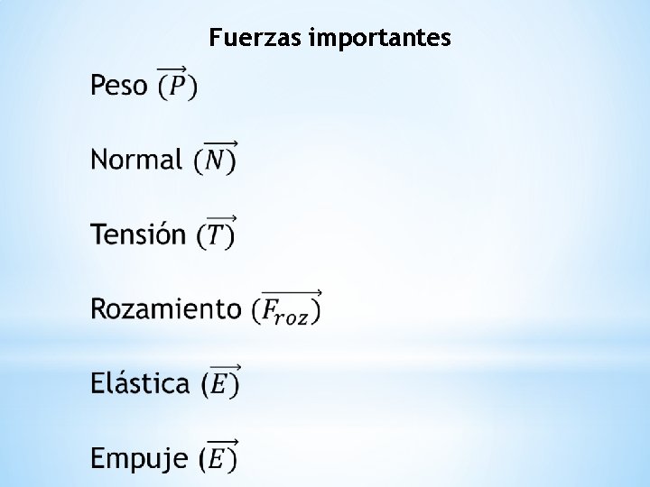 Fuerzas importantes 