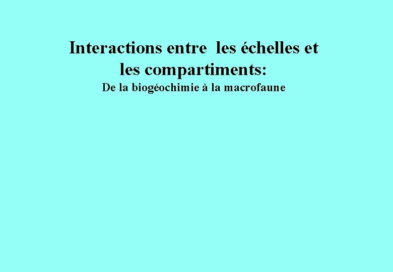 Interactions entre les échelles et les compartiments: De la biogéochimie à la macrofaune 