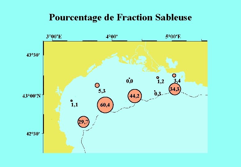 Pourcentage de Fraction Sableuse 0, 0 5, 3 1, 1 60, 4 200 m