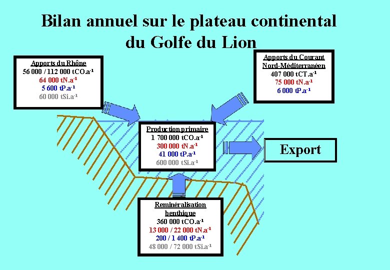 Bilan annuel sur le plateau continental du Golfe du Lion Apports du Courant Nord-Méditerranéen