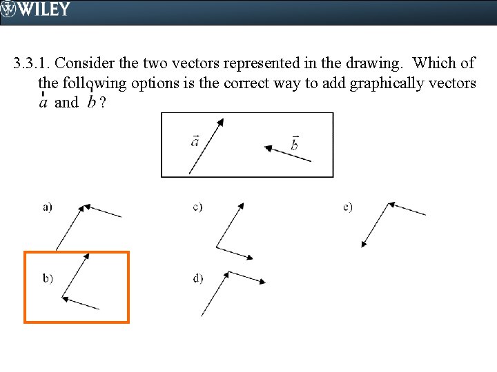 3. 3. 1. Consider the two vectors represented in the drawing. Which of the