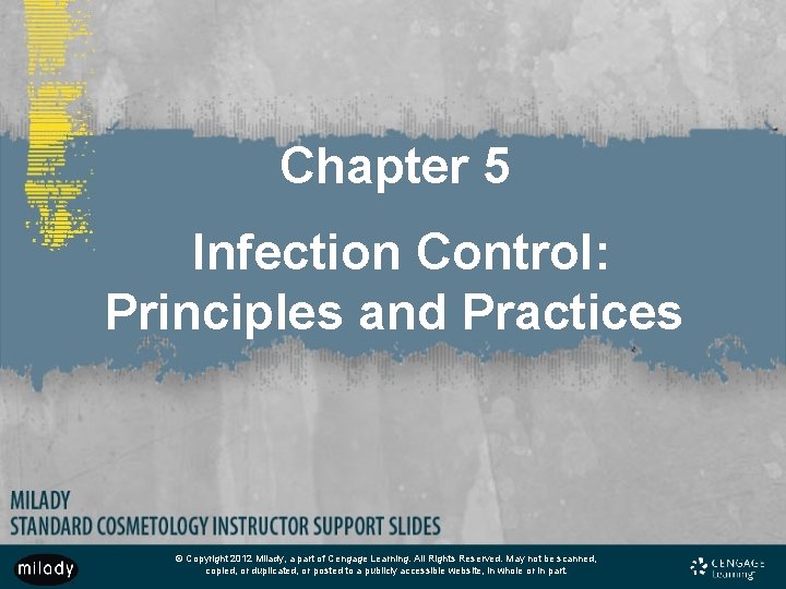Chapter 5 Infection Control: Principles and Practices © Copyright 2012 Milady, a part of