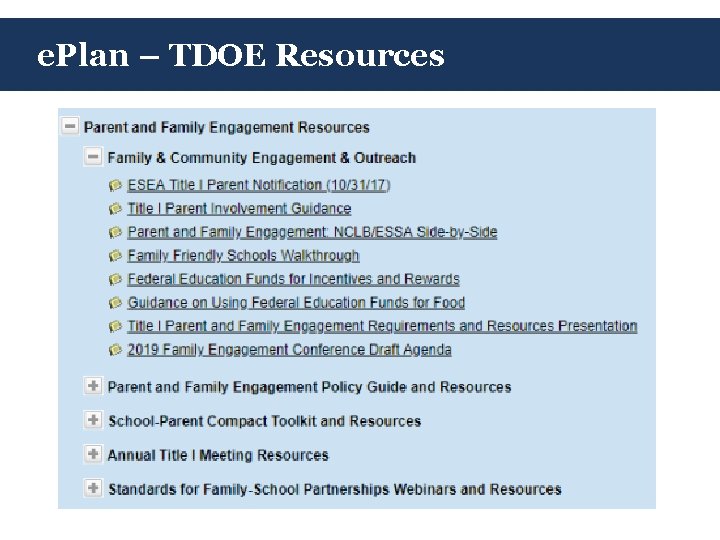 e. Plan – TDOE Resources 