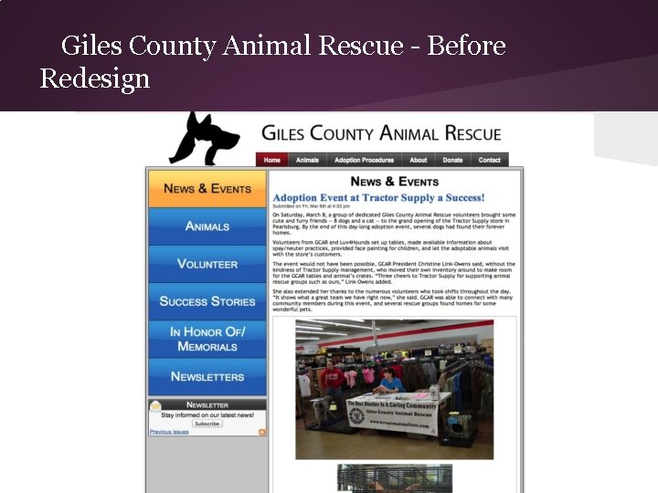 Giles County Animal Rescue - Before Redesign Giles County Animal Rescue - Before Redesign