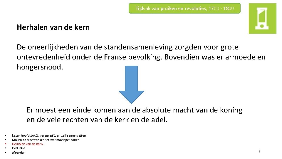 Tijdvak van pruiken en revoluties, 1700 - 1800 Herhalen van de kern De oneerlijkheden