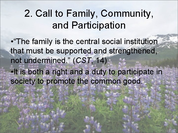 2. Call to Family, Community, and Participation • “The family is the central social