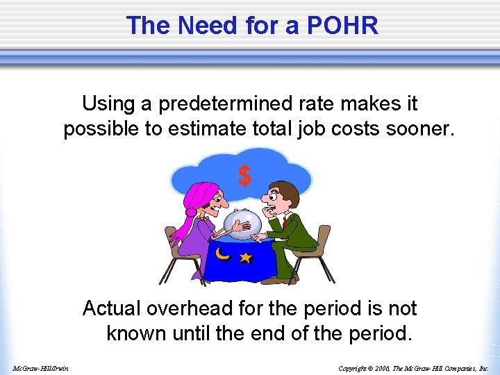 The Need for a POHR Using a predetermined rate makes it possible to estimate