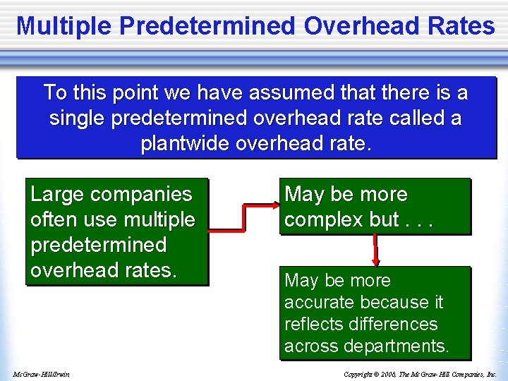 Multiple Predetermined Overhead Rates To this point we have assumed that there is a