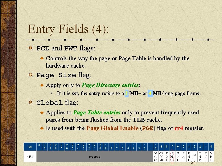 Entry Fields (4): PCD and PWT flags: Controls the way the page or Page