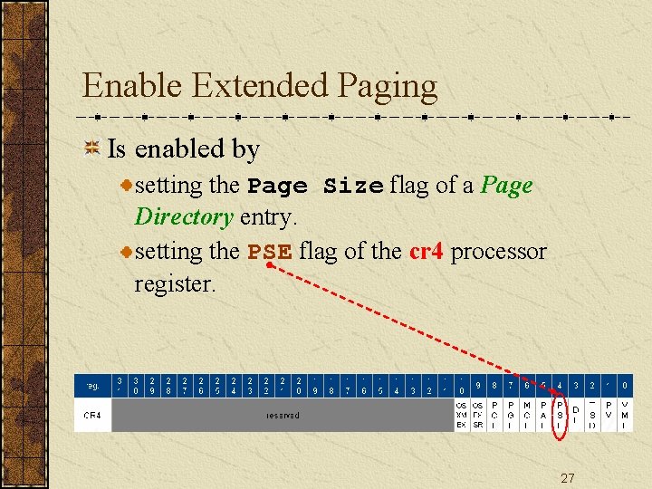 Enable Extended Paging Is enabled by setting the Page Size flag of a Page