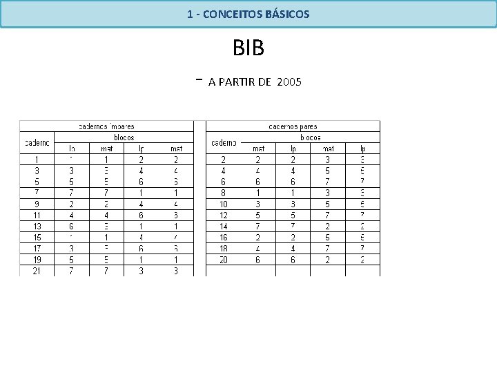 1 - CONCEITOS BÁSICOS BIB - A PARTIR DE 2005 