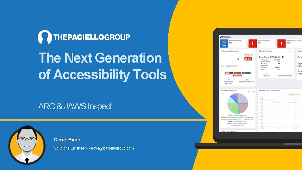 The Next Generation of Accessibility Tools ARC & JAWS Inspect Derek Bove Solutions Engineer