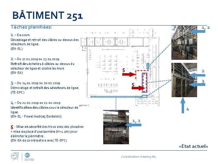 B TIMENT 251 Tâches planifiées: 1 – En cours 1, 2 Décablage et retrait