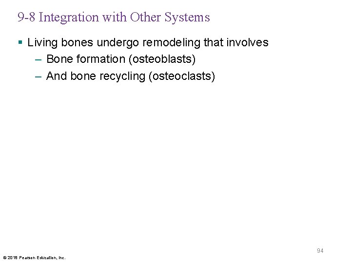 9 -8 Integration with Other Systems § Living bones undergo remodeling that involves –