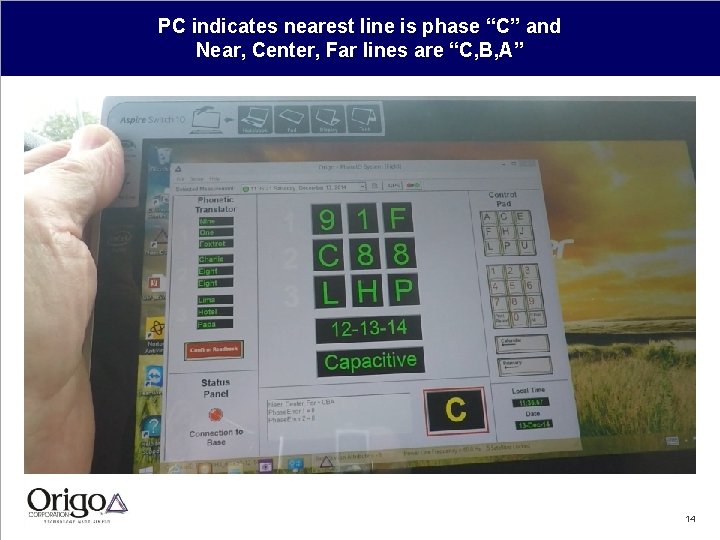 PC indicates nearest line is phase “C” and Near, Center, Far lines are “C,