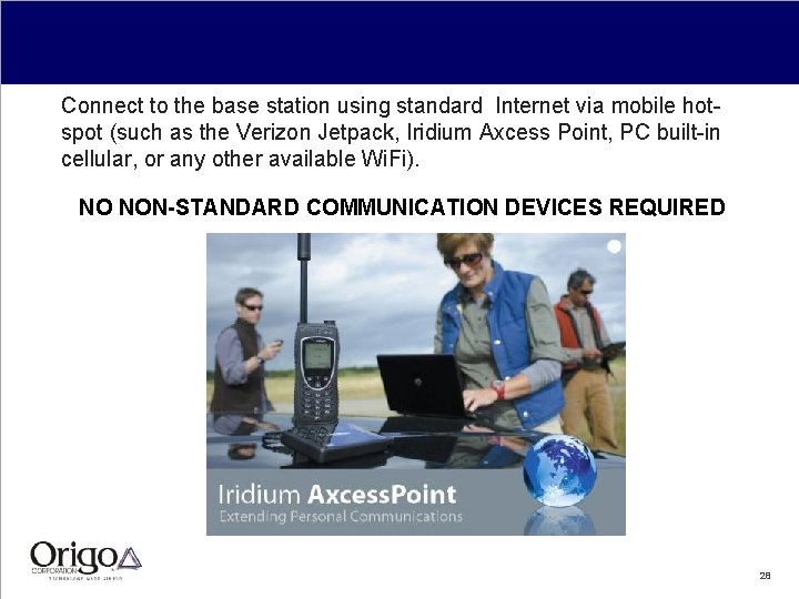 Connect to the base station using standard Internet via mobile hotspot (such as the