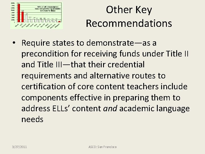 Other Key Recommendations • Require states to demonstrate—as a precondition for receiving funds under