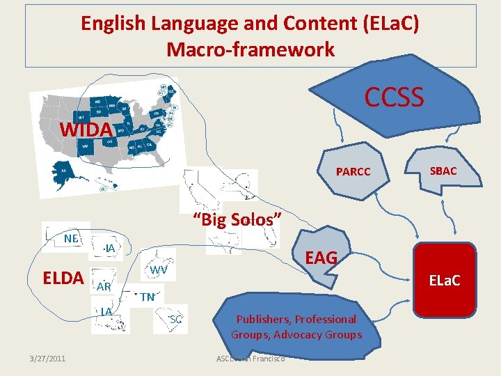 English Language and Content (ELa. C) Macro-framework CCSS WIDA PARCC NE ELDA “Big Solos”