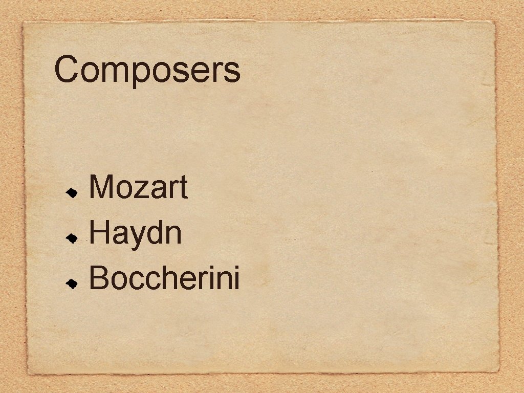 Composers Mozart Haydn Boccherini 