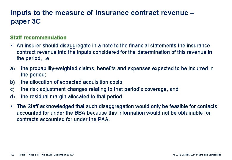 Inputs to the measure of insurance contract revenue – paper 3 C Staff recommendation