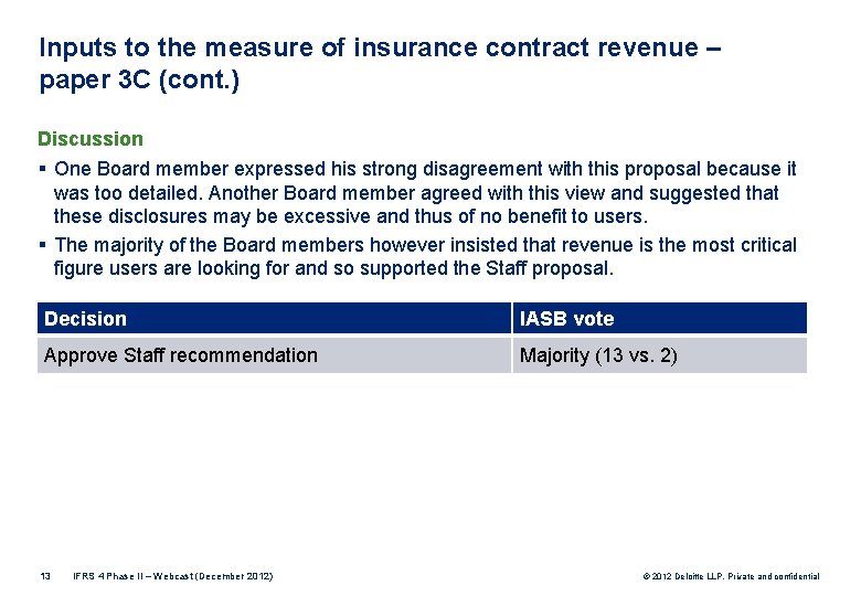 Inputs to the measure of insurance contract revenue – paper 3 C (cont. )