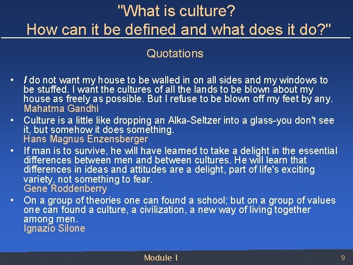 "What is culture? How can it be defined and what does it do? "