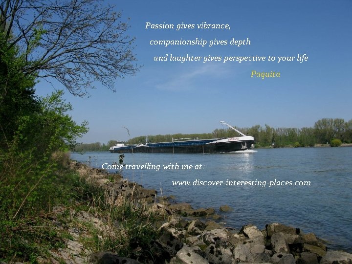 Passion gives vibrance, companionship gives depth and laughter gives perspective to your life Paquita