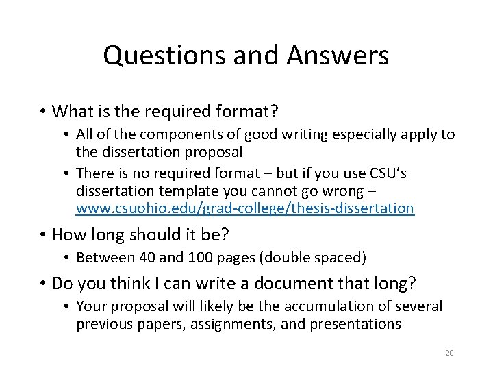 Questions and Answers • What is the required format? • All of the components