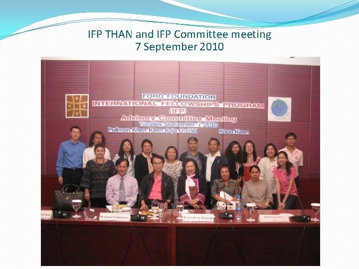 IFP THAN and IFP Committee meeting 7 September 2010 