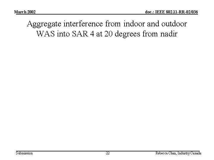 March 2002 doc. : IEEE 802. 11 -RR-02/036 Aggregate interference from indoor and outdoor