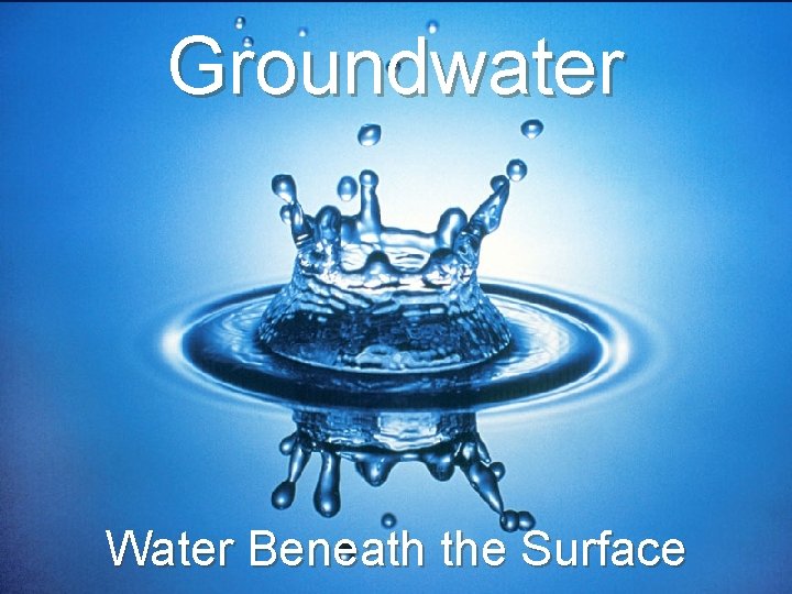 Groundwater Water Beneath the Surface 