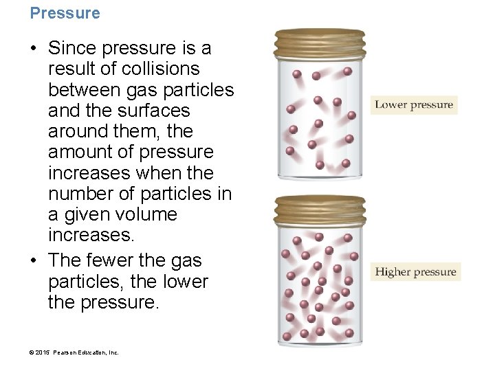 Pressure • Since pressure is a result of collisions between gas particles and the