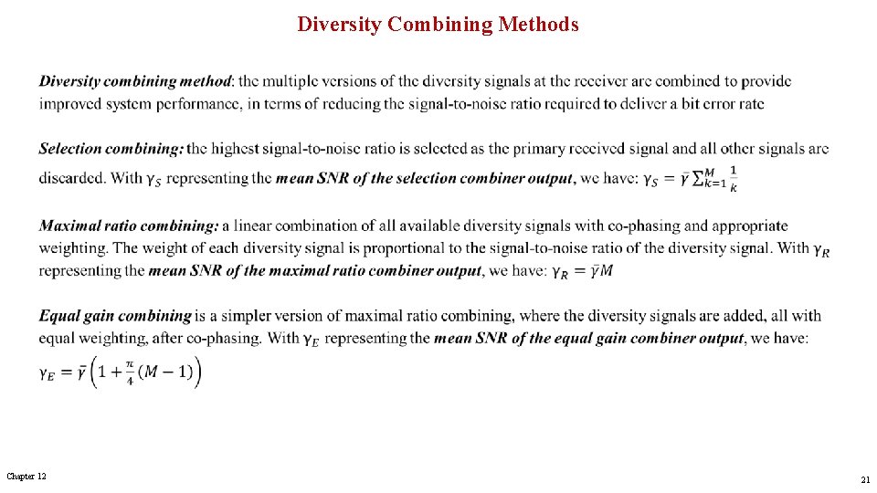 Diversity Combining Methods Chapter 12 21 