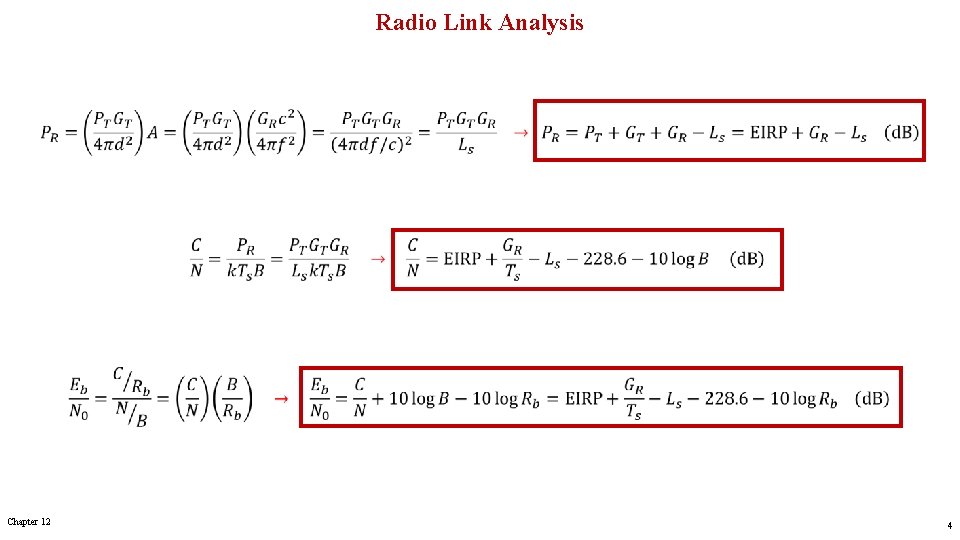Radio Link Analysis Chapter 12 4 