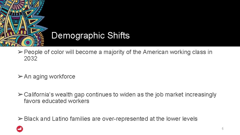 Demographic Shifts ➢ People of color will become a majority of the American working