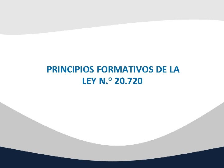 PRINCIPIOS FORMATIVOS DE LA LEY N. ° 20. 720 