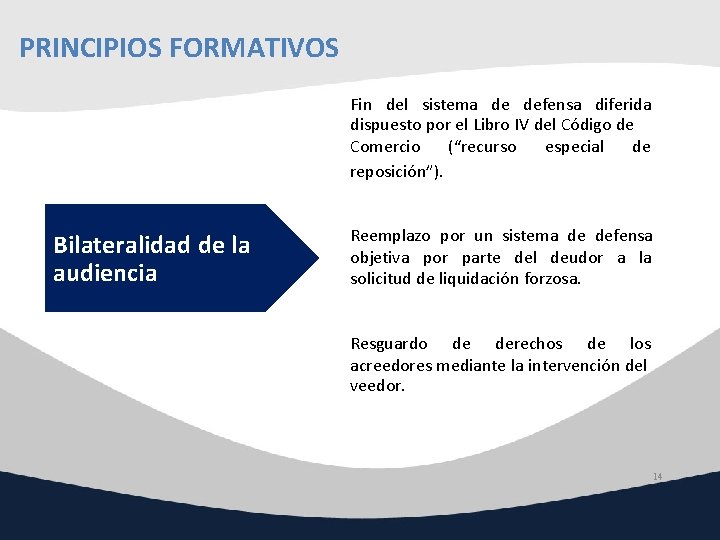 PRINCIPIOS FORMATIVOS Fin del sistema de defensa diferida dispuesto por el Libro IV del