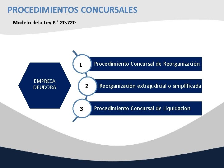 PROCEDIMIENTOS CONCURSALES Modelo dela Ley N° 20. 720 Procedimiento Concursal de Reorganización 1 EMPRESA