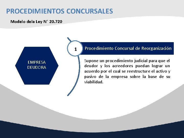 PROCEDIMIENTOS CONCURSALES Modelo dela Ley N° 20. 720 1 EMPRESA DEUDORA Procedimiento Concursal de