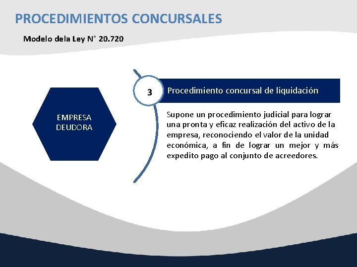 PROCEDIMIENTOS CONCURSALES Modelo dela Ley N° 20. 720 3 EMPRESA DEUDORA Procedimiento concursal de