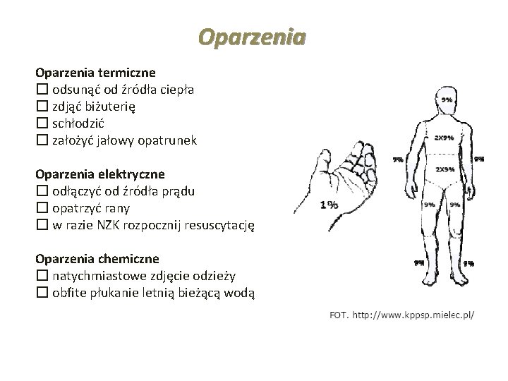 Oparzenia termiczne � odsunąć od źródła ciepła � zdjąć biżuterię � schłodzić � założyć